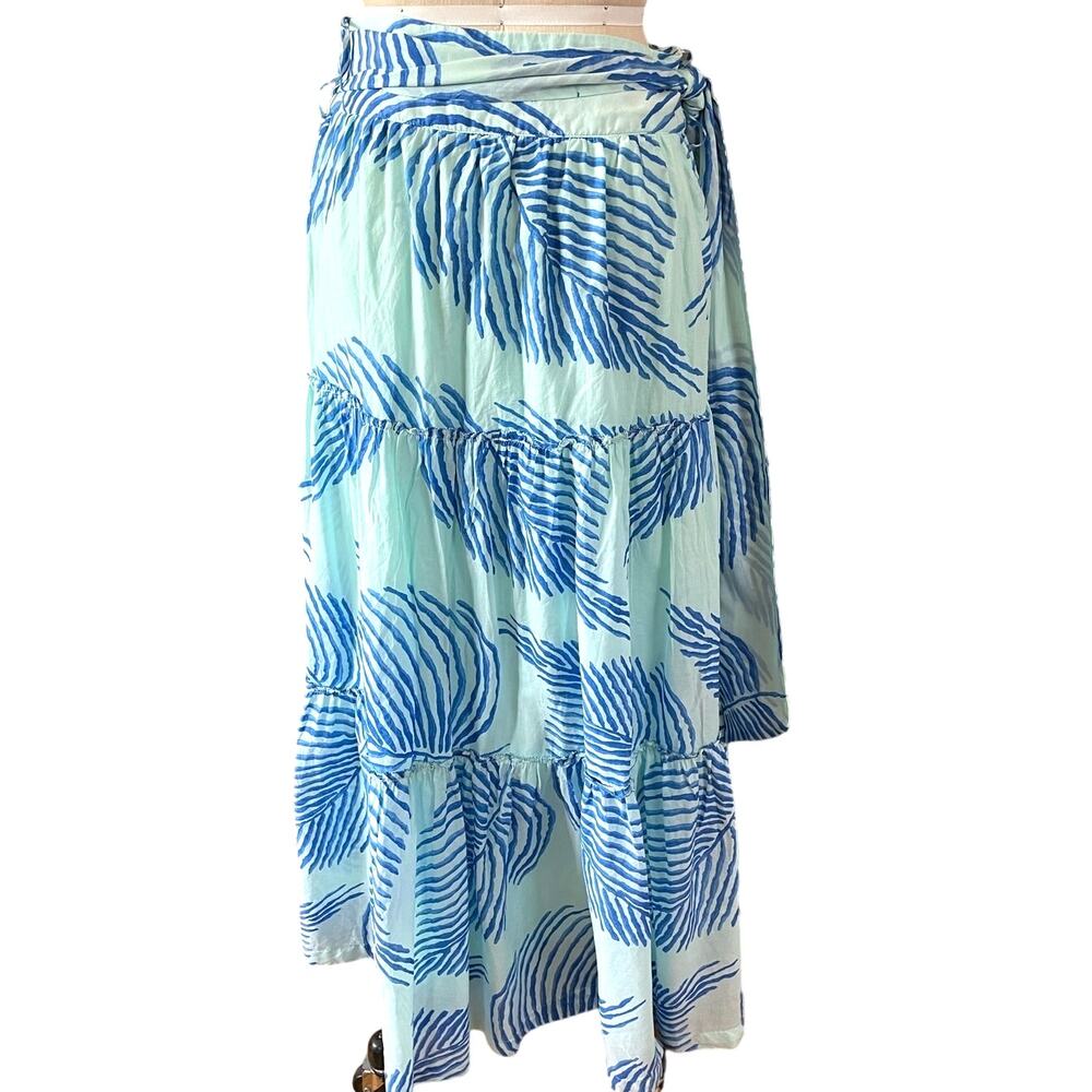Vineyard Vines Palm Fronds Print Maxi Skirt in Crystal Blue Size 6 Tropical